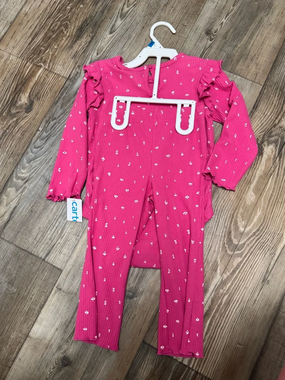 Carter's fuchsia Ribbed Bodysuit & Legging Set with dainty floral
